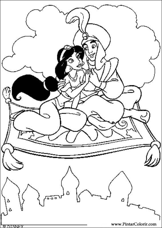 Drawings To Paint & Colour Aladdin - Print Design 028