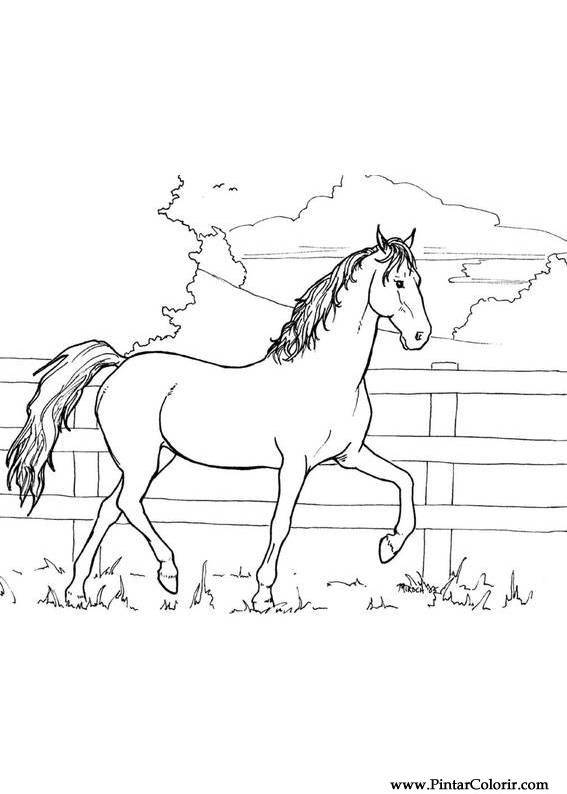 Coloring page - Cavalo no prado