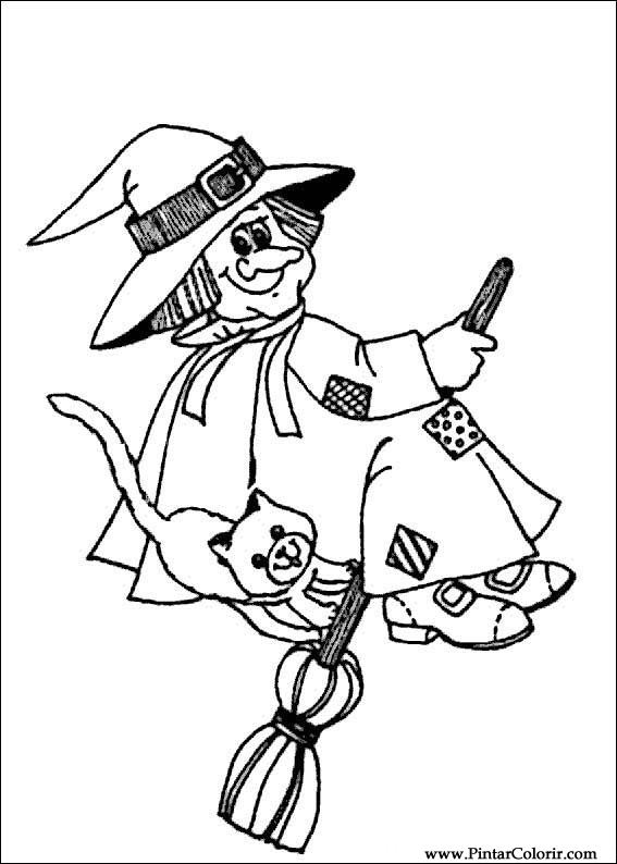 Bruxa e texto Halloween - Dia das Bruxas - Coloring Pages for Adults