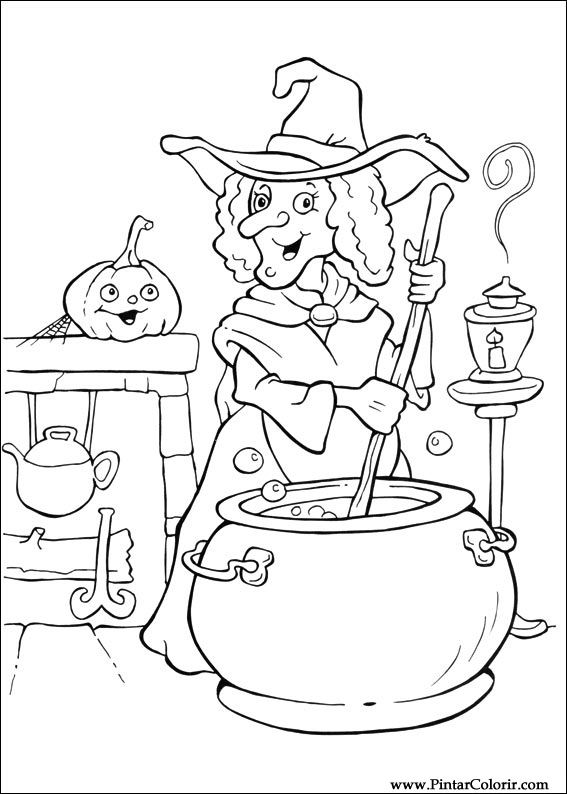 Desenho de Uma bruxa do Dia das bruxas para Colorir - Colorir.com