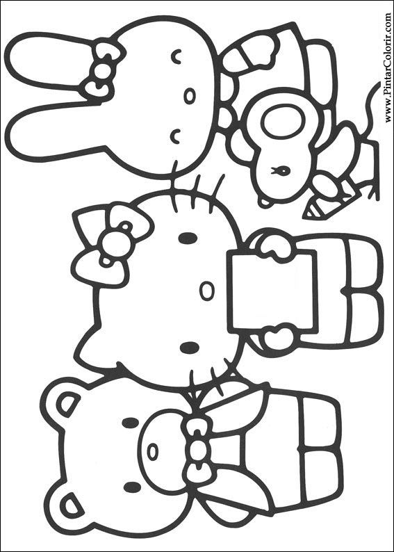 Drawings To Paint & Colour Hello Kitty - Print Design 042