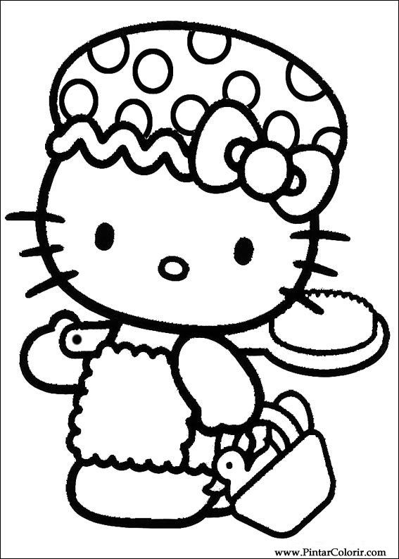 Desenhos Para Pintar e Colorir Hello Kitty - Imprimir Desenho 006