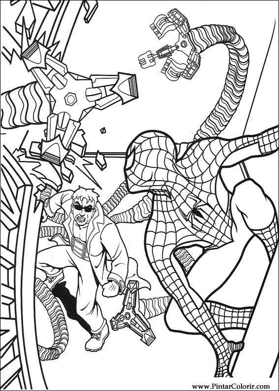 Drawings To Paint & Colour Spiderman - Print Design 056