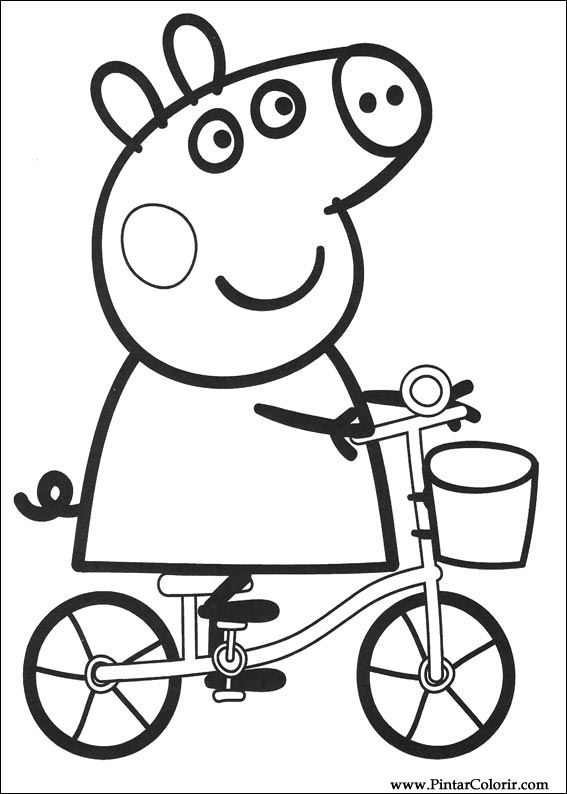 Drawings To Paint & Colour Peppa Pig - Print Design 005
